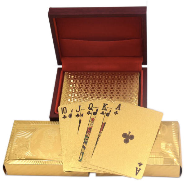 24K Gold Foil Playing Cards with Wooden Gift Box