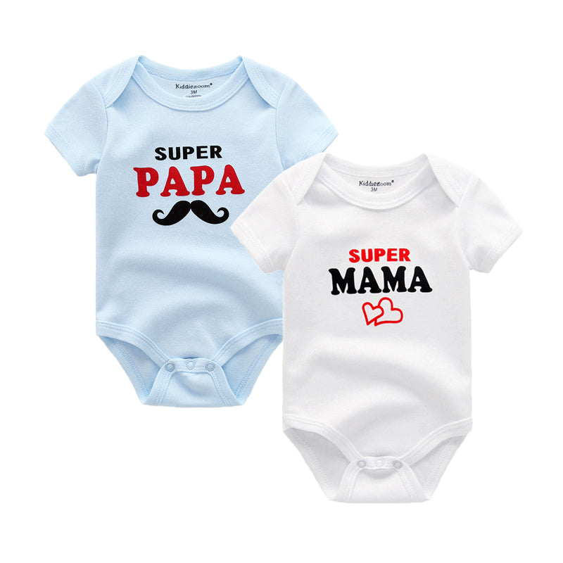super papa mama baby bodysuit