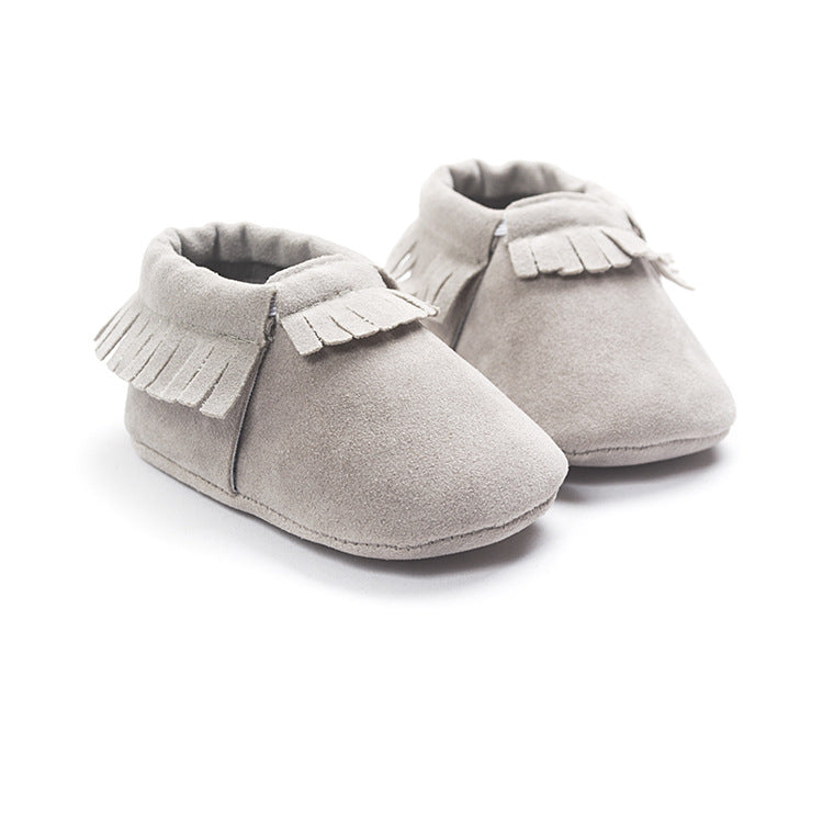 baby leather moccasins grey