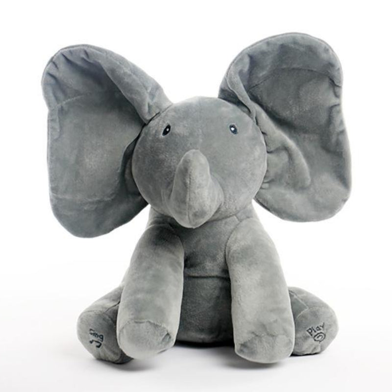 peek-a-boo singing elephant toy grey