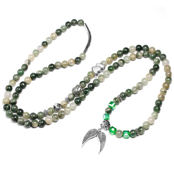green agate gemstone mala charm bracelet