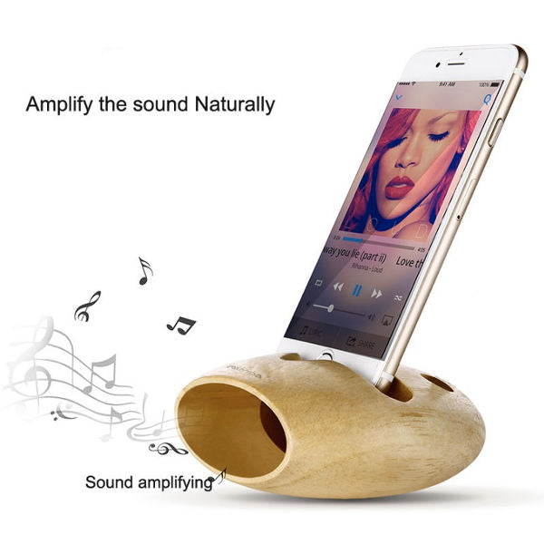 Natural Wood Phone Dock & Sound Amplifier