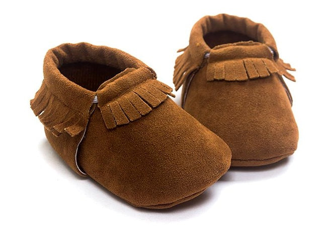 baby leather moccasins brown