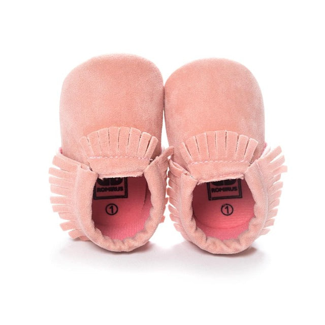 baby leather moccasins pink