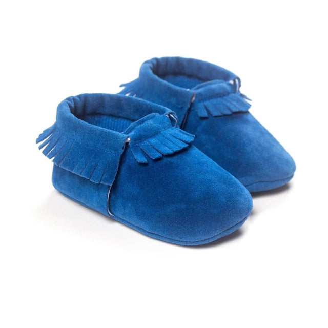 baby leather moccasins blue