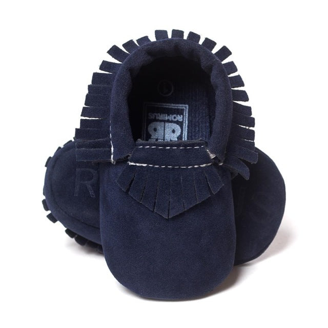 baby leather moccasins dark blue